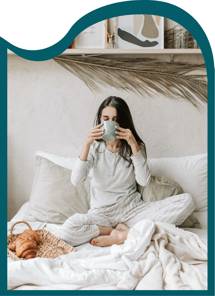 woman drinking coffee in her 2 bedroom apartment home in Minneapolis