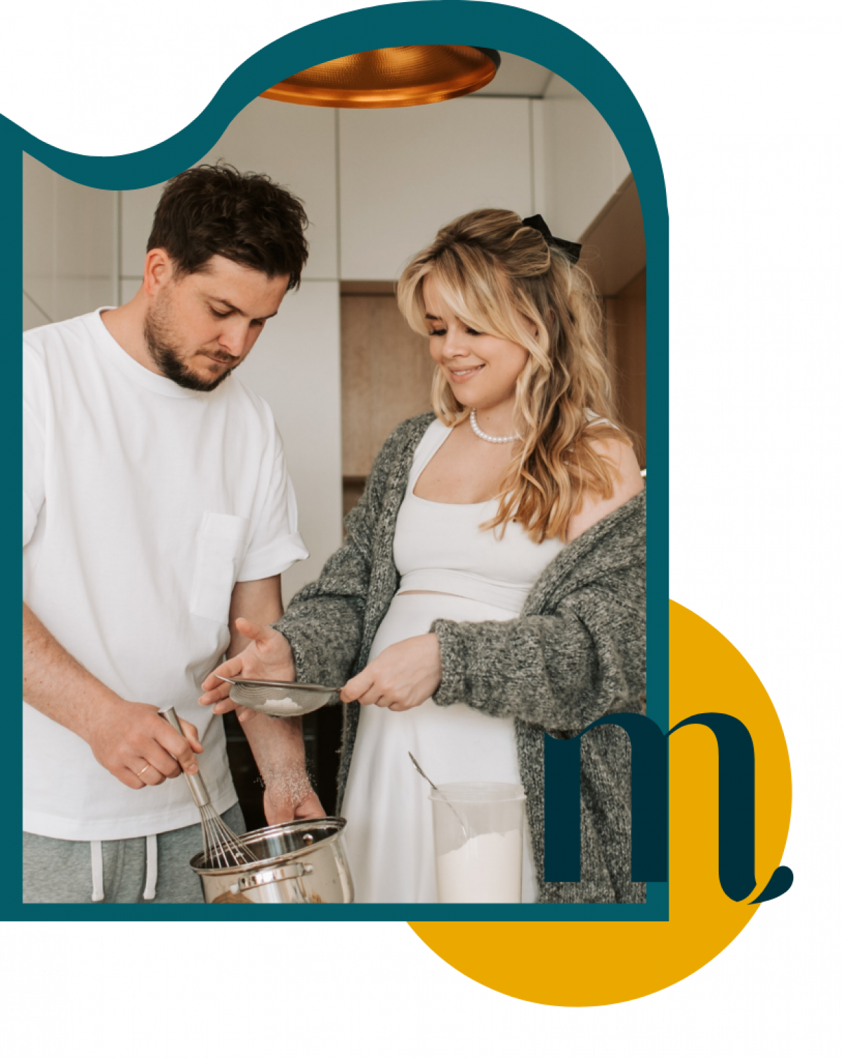 couple cooking breakfast in their smart two bedroom apartment in Minneapolis